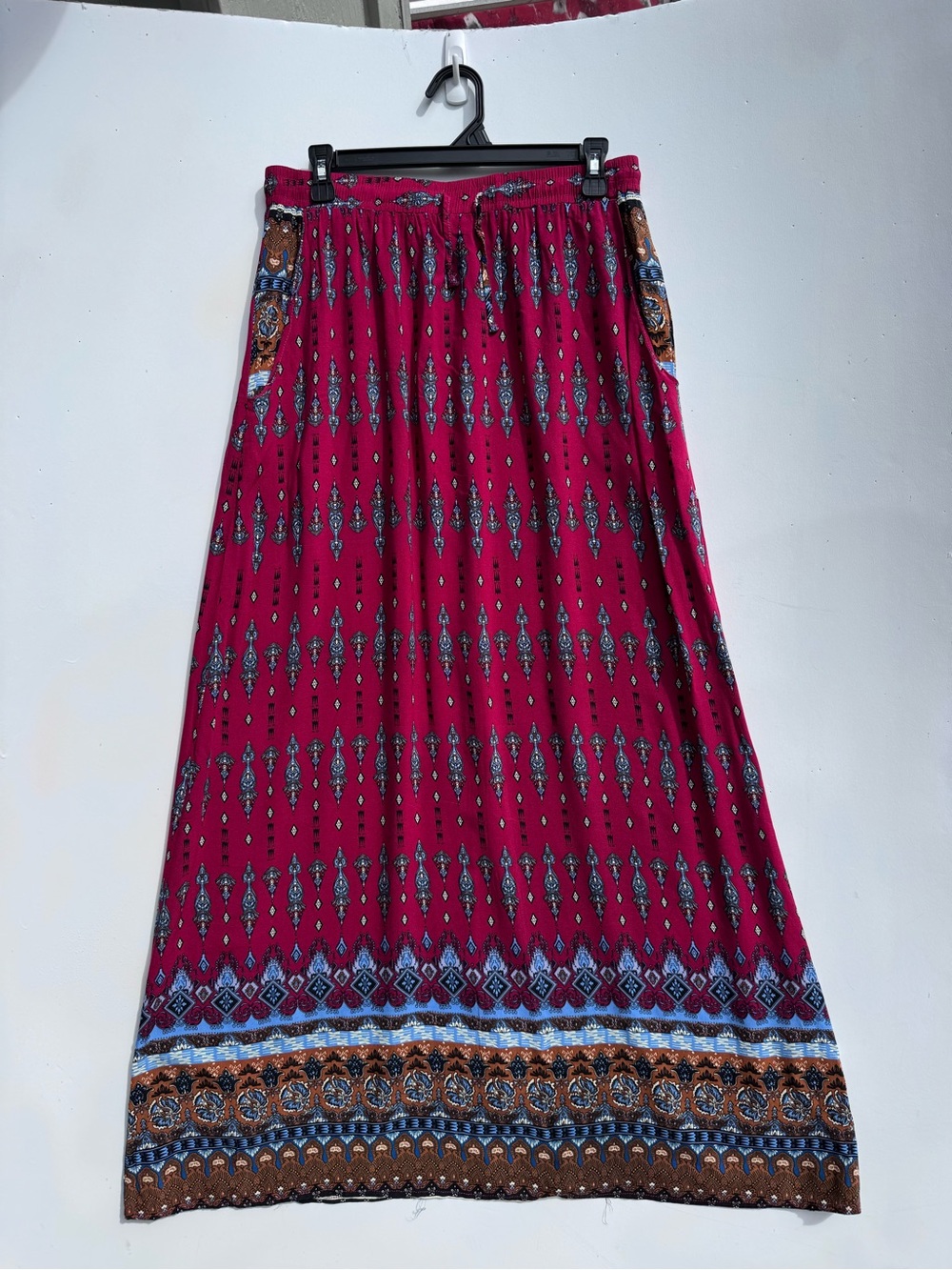 Boho Maxi Skirt w/ Pockets Sz XL Casual Western Festival Ranch Rodeo Office